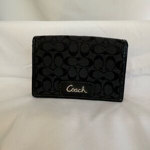 Coach Signature Black Wallet– Style F61482 Black Grey Multiple Card Slot Classic
